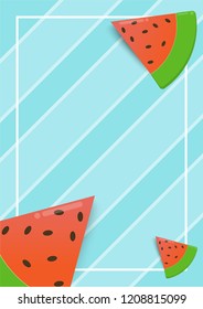 red watermelon blue and white background abstract with summer concept