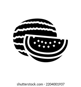 vector de icono de glifo de corte de la sandía roja. señal de corte de trozos de sandía roja. ilustración de símbolo aislado