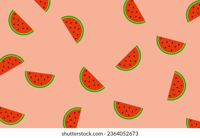 The red watermelon fabric pattern is arranged seamlessly.