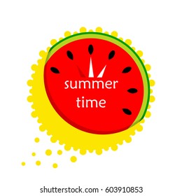red Watermelon in the form of a clock. summer. Icon. vector