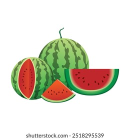 Red Watermelon Freshness Illustrated in Artwork