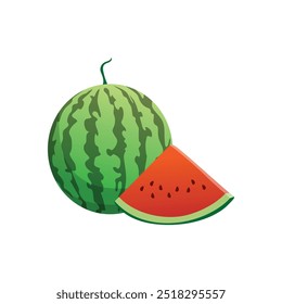 Red Watermelon Freshness Illustrated in Artwork
