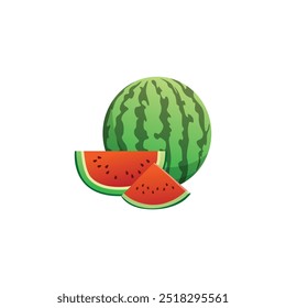 Red Watermelon Freshness Illustrated in Artwork