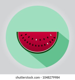 Red watermelon  fruit on a white space with shadows.