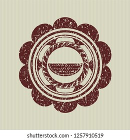 Red watermelon icon inside distress rubber texture