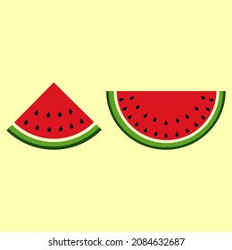 Red watermelon icon vector. Green watermelon icon. Sweet food. Isolated vector illustration.