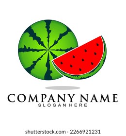 Red watermelon illustration vector logo