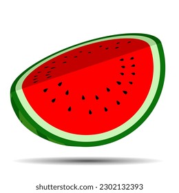 A red watermelon with a large slice cut out of it.