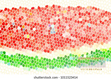 Red watermelon low poly style on golden line and white background,EPS10