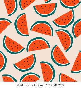 Red Watermelon seamless pattern, berry summer pattern, perfect for printing on fabric or decor