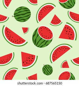 Red watermelon. Seamless pattern. Summer background