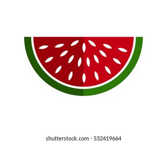 red watermelon slice piece fruit image vector icon logo