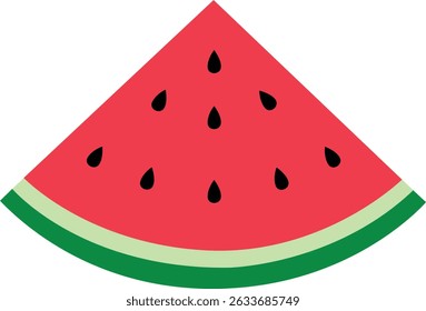 Red watermelon slice vector isolated on transparent background