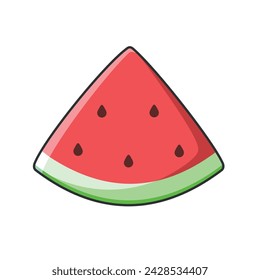 Red watermelon sliced, fresh and juicy. Isolated on transparent background. Vector illustration for design packaging, cover, print, banner, poster, clipart, sticker, icon, mascot, logo.