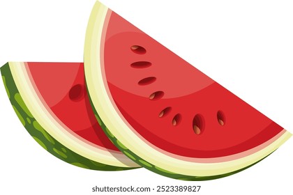 Red Watermelon Slices Illustration Isolated on White Background 