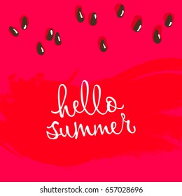 Red watermelon with summer design and bright slogan - vector illustration
