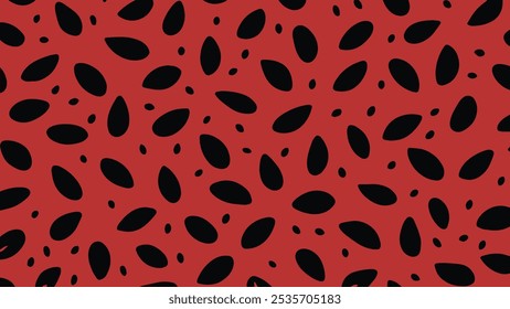 Red watermelon texture with abstract watermelon seeds pattern vector background