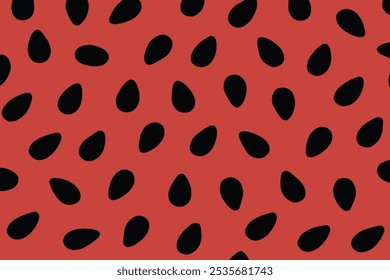 Red watermelon texture background with abstract watermelon seeds pattern vector