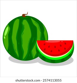 Red watermelon vector illustration. Slice watermelon. Water melon