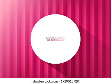 Red wave 3d wall and blank white round with long shadow. Template background for product or advertising.