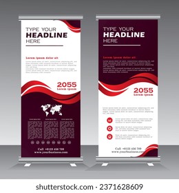 red wave abstarct roll up banner design, vertical baner with red and black color, pull up, x banner, stand, standees template, welcome baner,