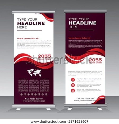 red wave abstarct roll up banner design, vertical baner with red and black color, pull up, x banner, stand, standees template, welcome baner,