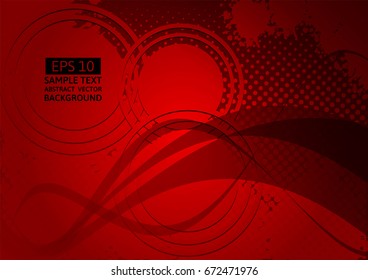 Red wave abstract vector background with copy space
