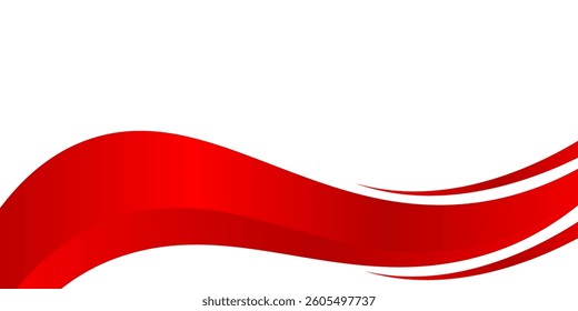 red wave background, red wave angle shape for elements, red graphic line ribbon, red curved line.