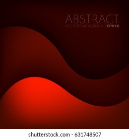 Red wave background and curve element overlap layer with dark space for text design , Vector