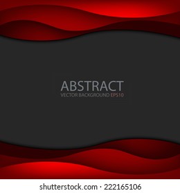Red wave background on black space for text and message modern artwork design