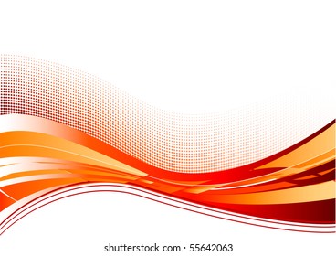 red wave background on white