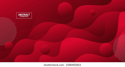 Red wave geometric design. Creative banner design with wave and circle shape as template. Simple horizontal banner. Vector eps10