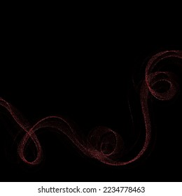 Red wave with glitter particles. Wave pattern.
