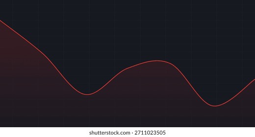 Gráfico de línea de onda roja en cuadrícula oscura, que muestra una disminución cíclica o volatilidad. Adecuado para informes financieros, análisis de mercado y paneles que representan tendencias negativas fluctuantes.