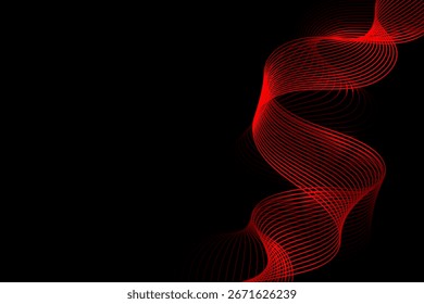 Red Wave Line on Black Background. Technology Banner. Vector Illustration. Abstract Business Wallpaper