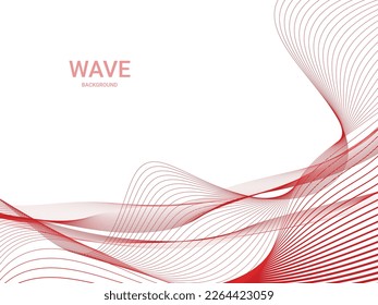 Red Wave Lines Abstract Technology Background. Vector Illustration
