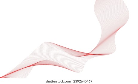 Red wave lines background gradient 3d flow vector image, red wavy beauty energy power glow valentine day layout frame design, smooth curve swirl abstract hair style fashion banner template geometric. 