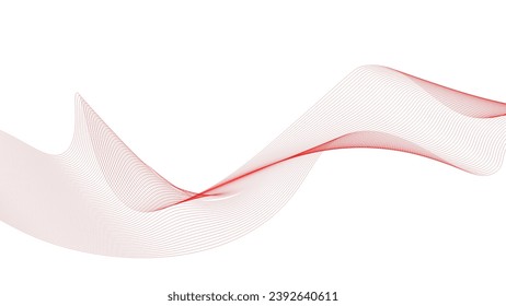 Red wave lines background gradient 3d flow vector image, red wavy beauty energy power glow valentine day layout frame design, smooth curve swirl abstract hair style fashion banner template geometric. 