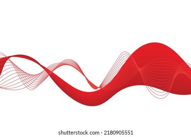 Red Wave Lines Pattern Abstract Background. Modern Banner. Wallpaper. Frame. Vector Illustration