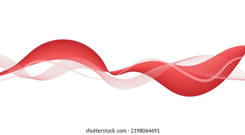 Red Wave Lines Pattern Abstract Background. Modern Banner. Wallpaper. Frame. Vector Illustration