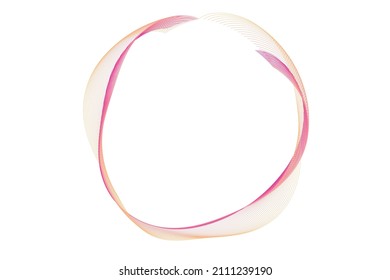 Red Wave Lines Pattern Circle Frame Abstract Background. Isolated. Vector