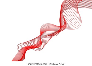 Red Wave Lines Pattern On White Background. Vector Illustration. Futuristic. Technology Wallpaper. Backdrop. Abstract Business Banner