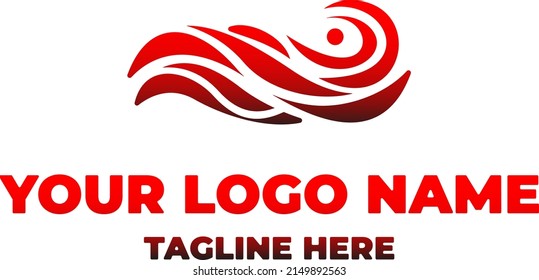 red wave logo design template for your business