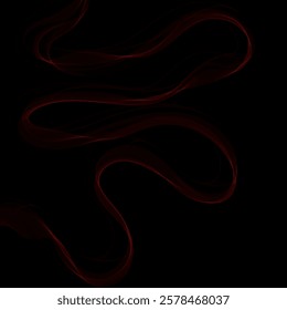 Red wave on a black background. Abstract vector pattern.