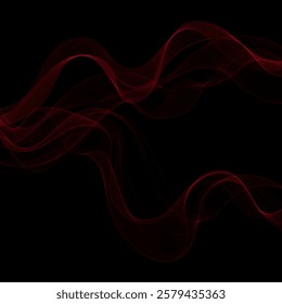 Red wave on a black background. Abstract vector pattern. Eps 10