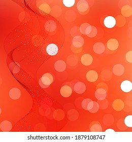 Red wave on blue background with bokeh