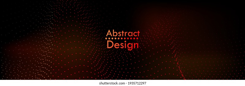 onda roja sobre un fondo oscuro con brillo.Imitación de una onda de sonido.Visualización del flujo de partículas de Big Data. Ilustración futurista de ciencia infográfica.Ilustración vectorial.