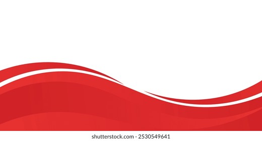 Red Wave on White Background Simple curve background for business with space for text