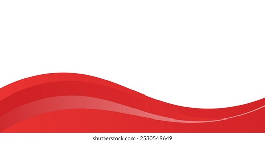 Red Wave on White Background Simple curve background for business with space for text