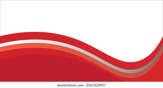 Red Wave on White Background Simple curve background for business with space for text